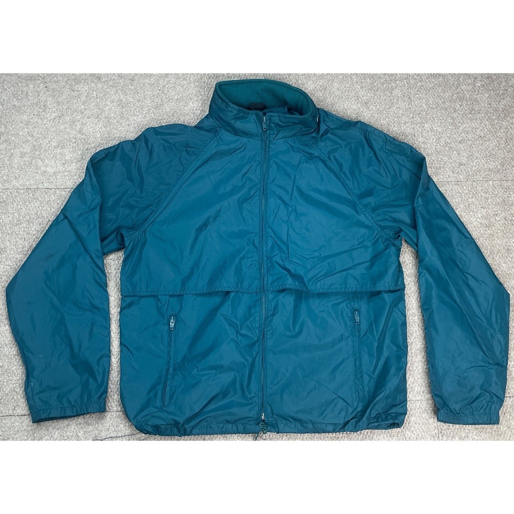 Eddie Bauer Men's Vtg Full Zip Long Sleeve Hidden Hood Windbreaker Jacket Size M